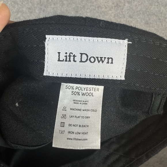 Lift Down Hat Cap Leather Strap Back Black Wool Blend Casual Workwear Warm - Picture 6 of 6